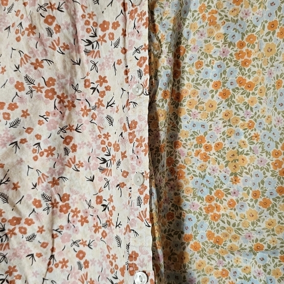 American Eagle cotton floral oversized wide  short-sleeve button-down shirt - Picture 3 of 5